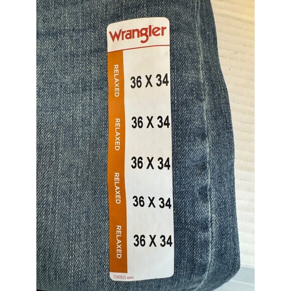 NWT Wrangler 36X34 Mens Relaxed Fit Jeans Blue Denim Classic Style - Picture 7 of 12